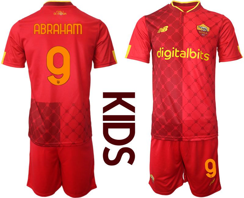 Youth 2022-2023 Club AS Rome home red #9 Soccer Jersey->customized soccer jersey->Custom Jersey